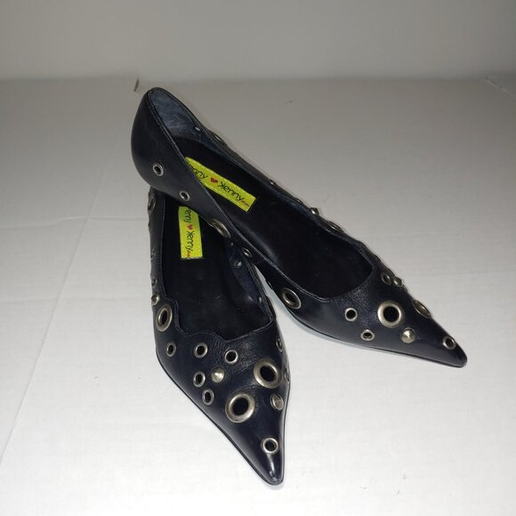 PENNY LOVES KENNY  POP ART Kitten Heels Pointed Toe Sz 7.5 Black - Picture 1 of 9